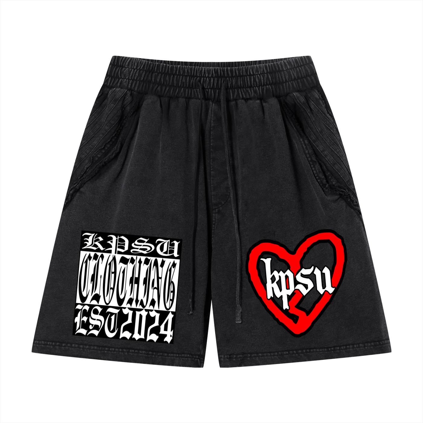"KPSU" RAW EDGE SHORTS
