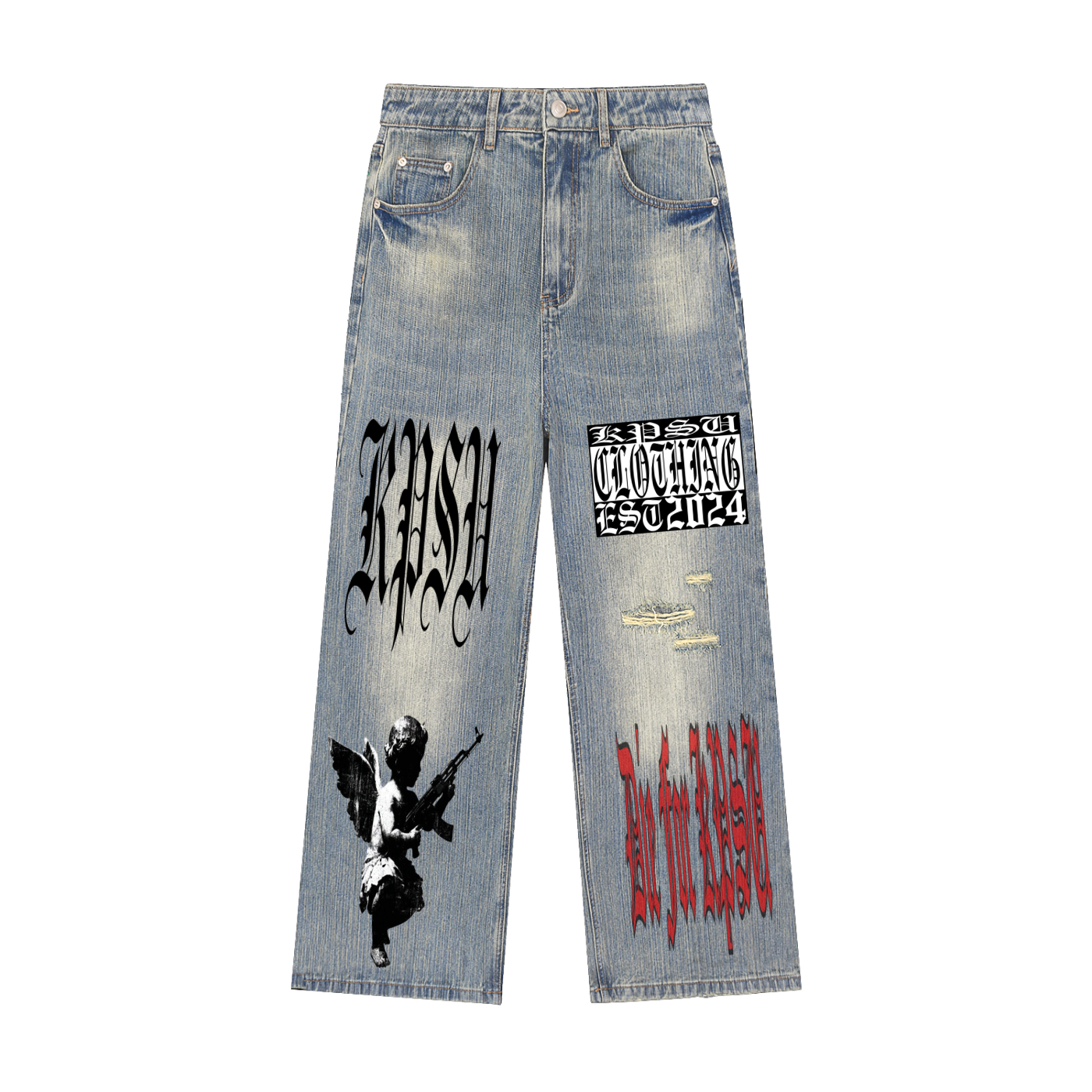 "KPSU" DISTRESSED JEANS