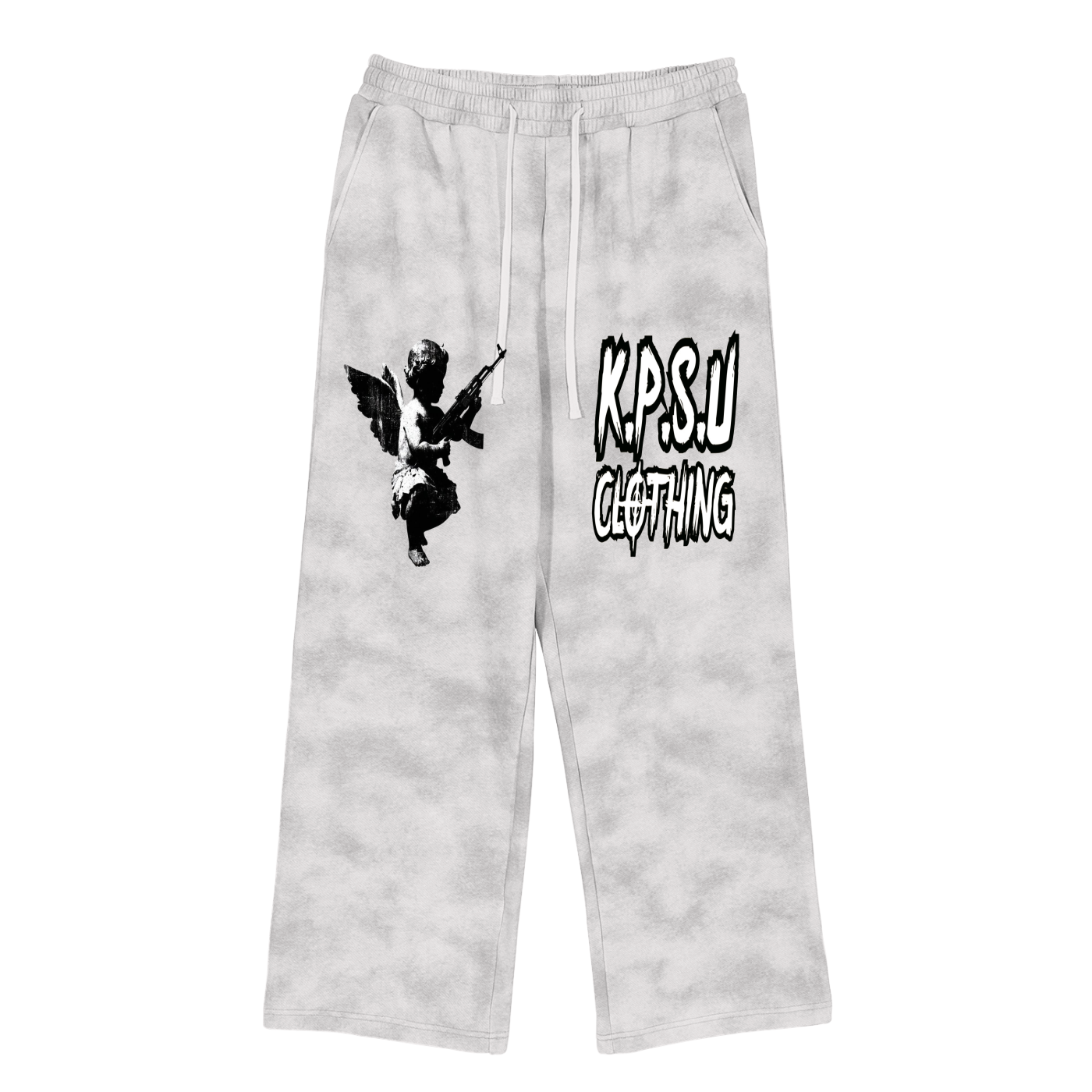 "KPSU" DIRTY WASHED WIDE LEG SWEATPANTS